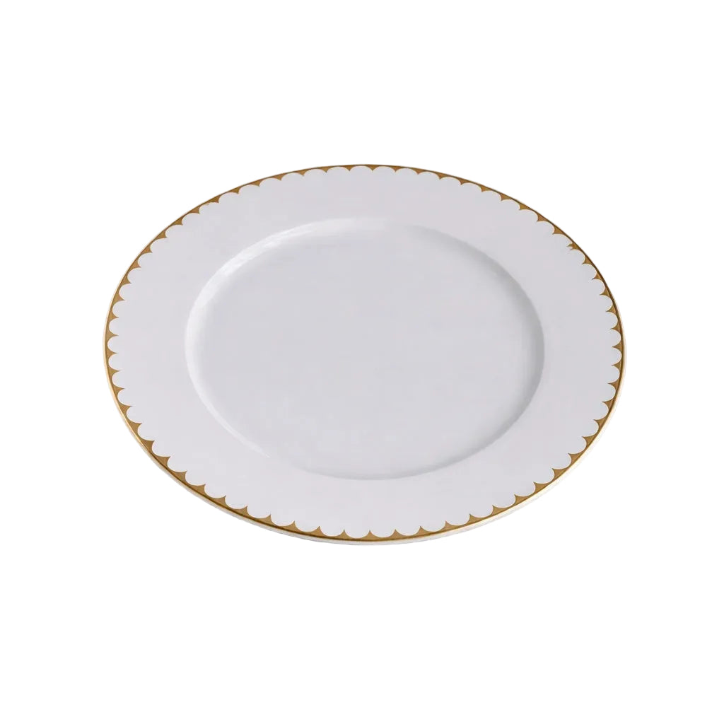 Vikko Daisy Classic Charger, White with Gold Rim