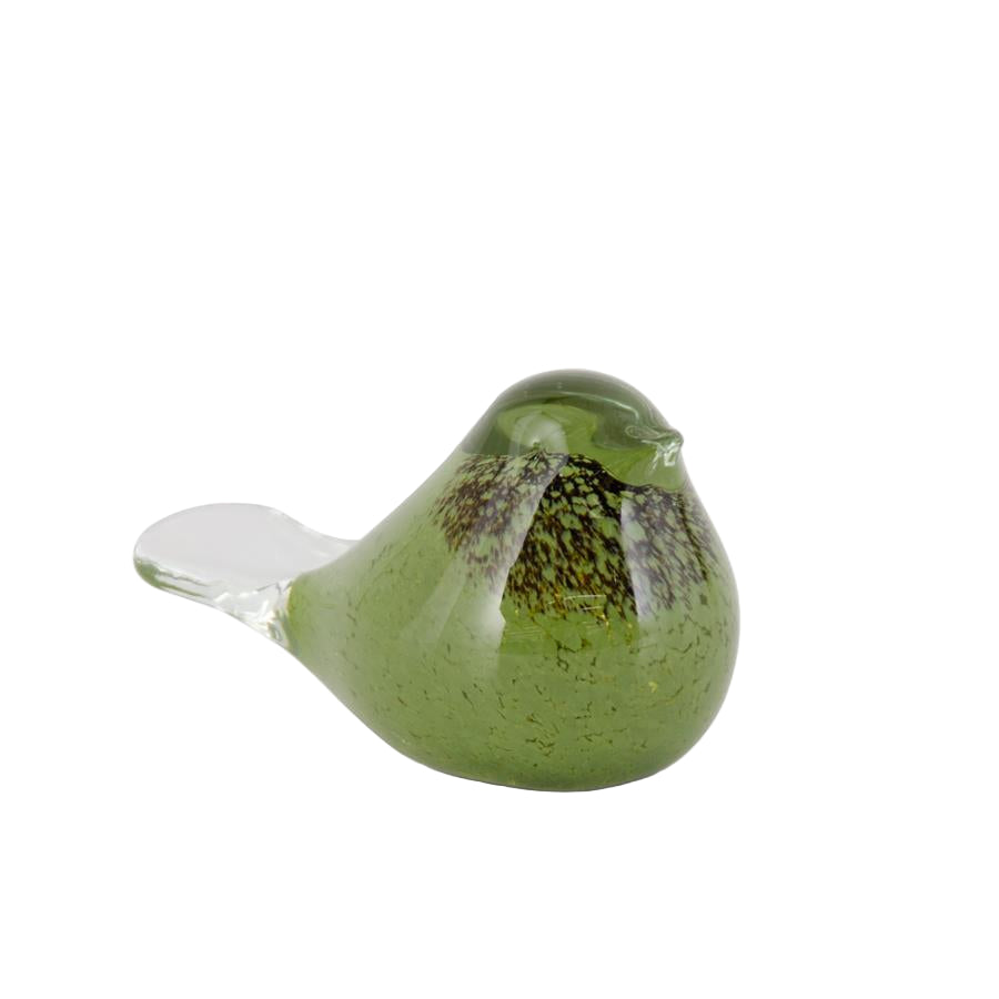 Green & Brown Speckled Glass Bird