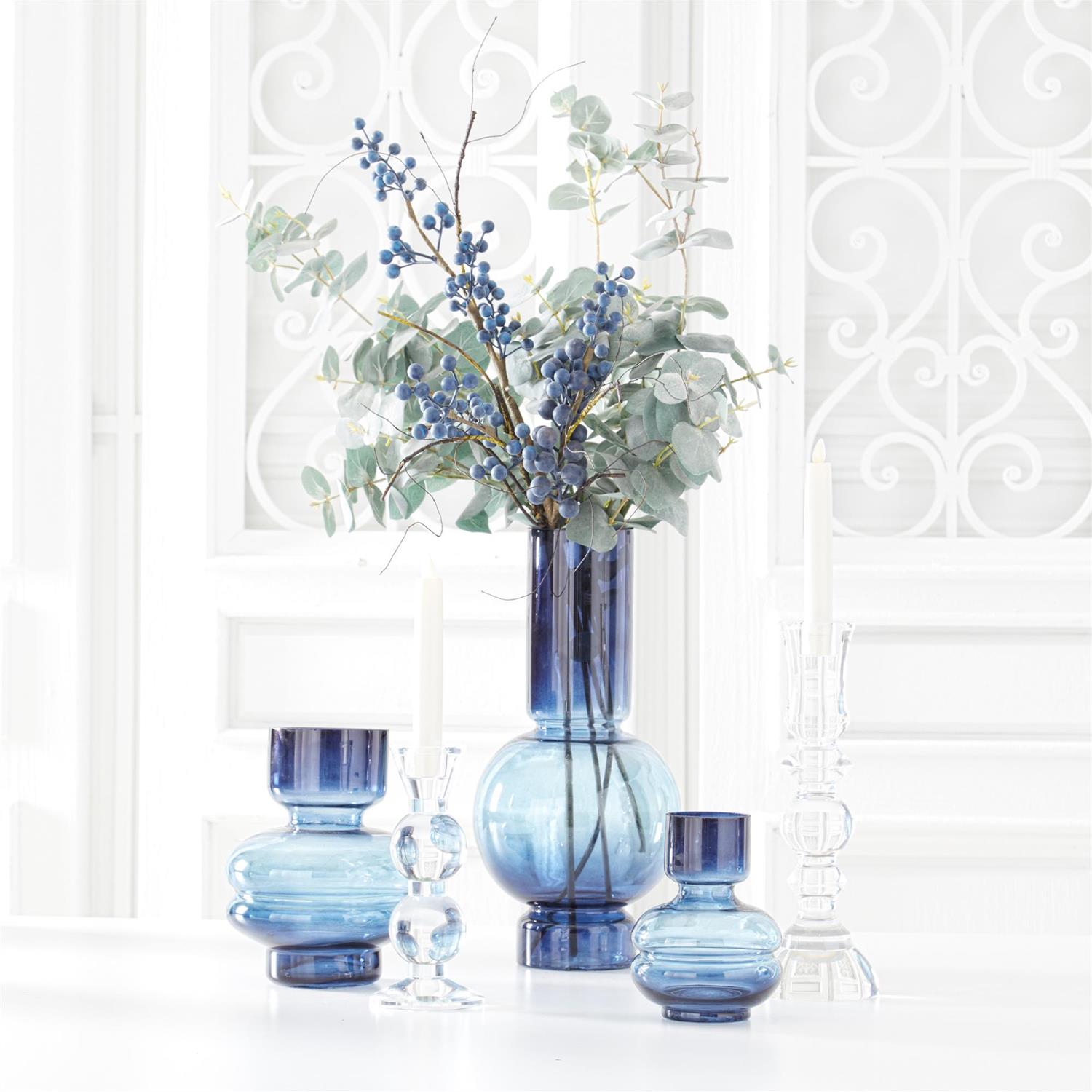 Blue Two-Tone Pot Belly Vases