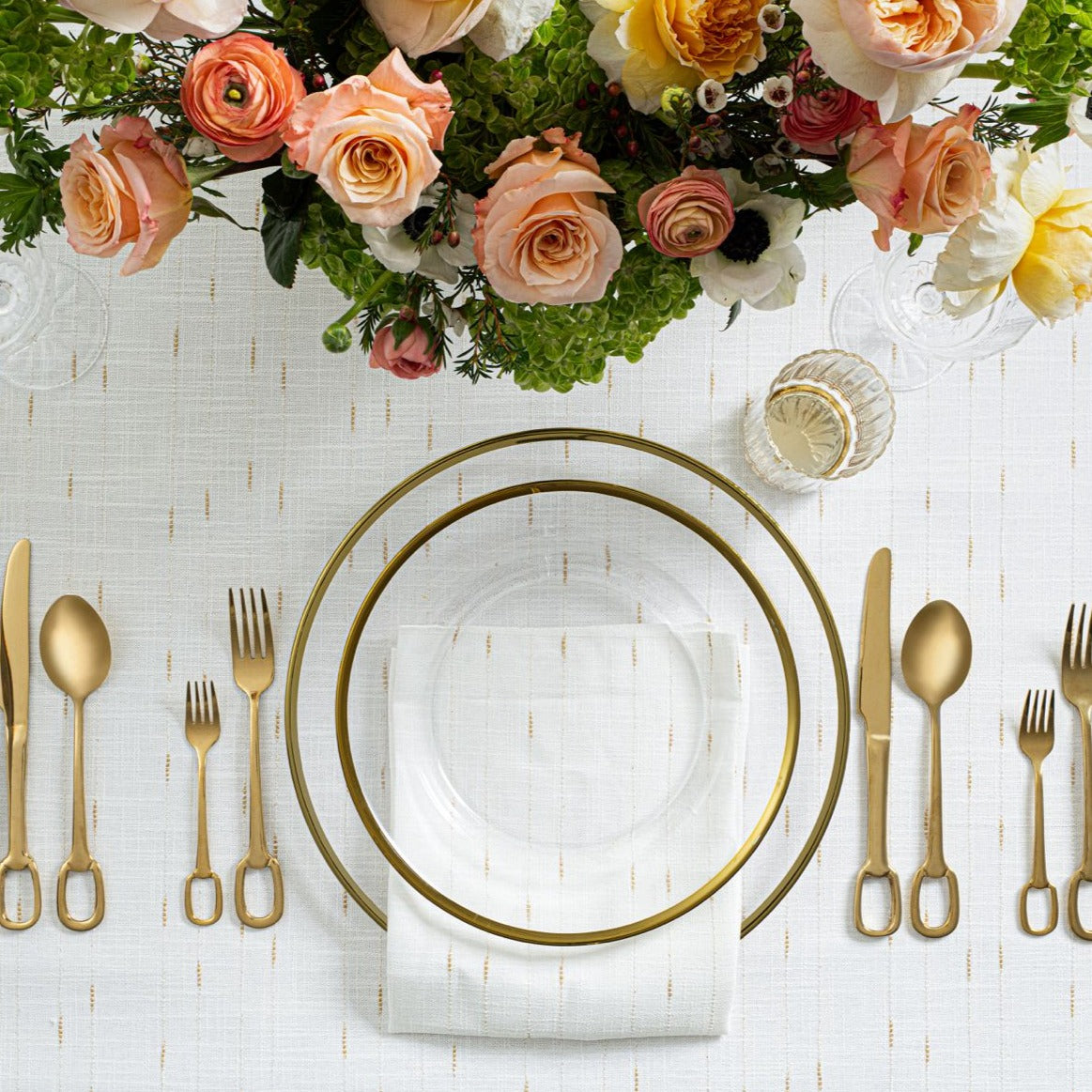Adorn Your Table Gold Pindrop Tablecloth
