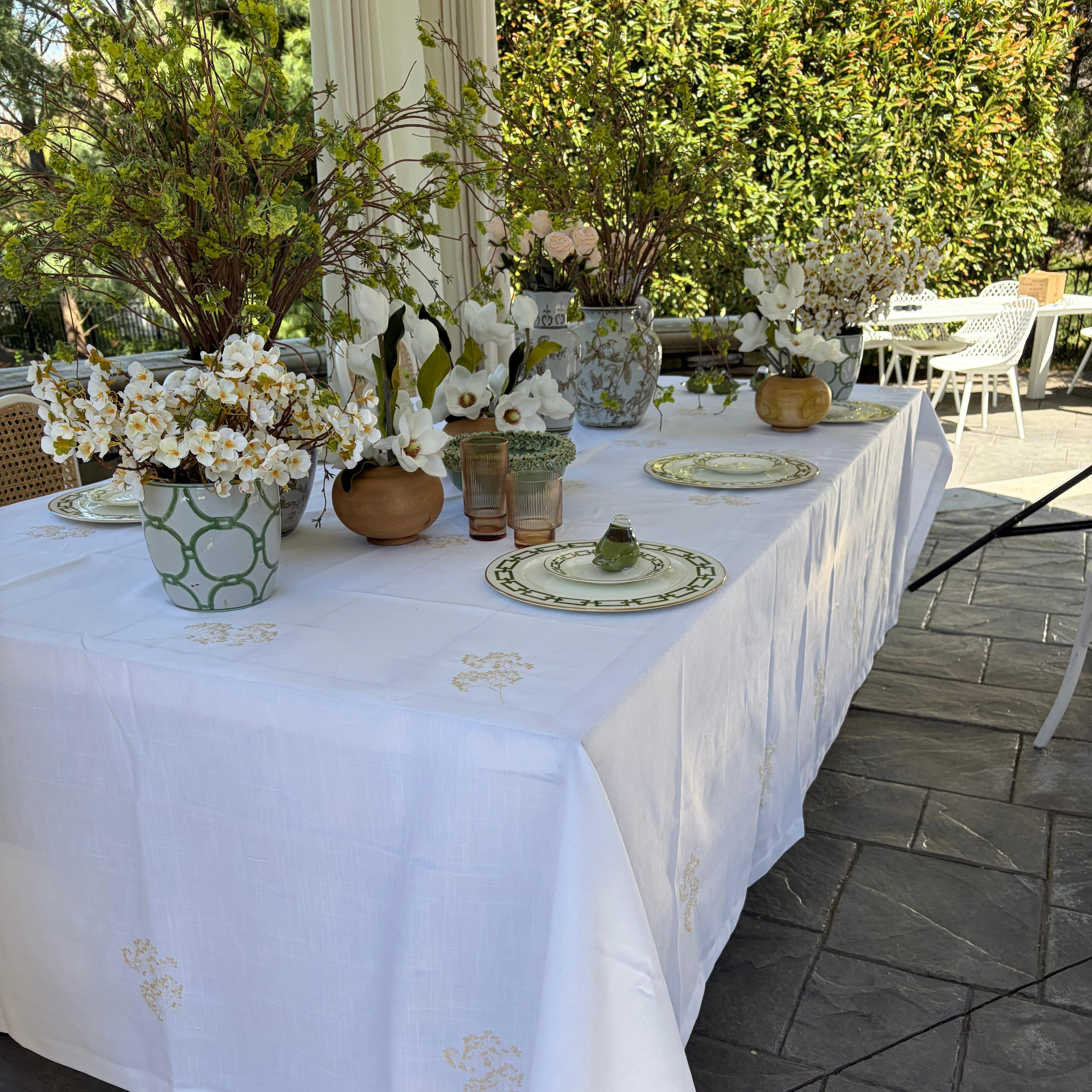 Adorn Your Table Embroidered Wildflower Tablecloth