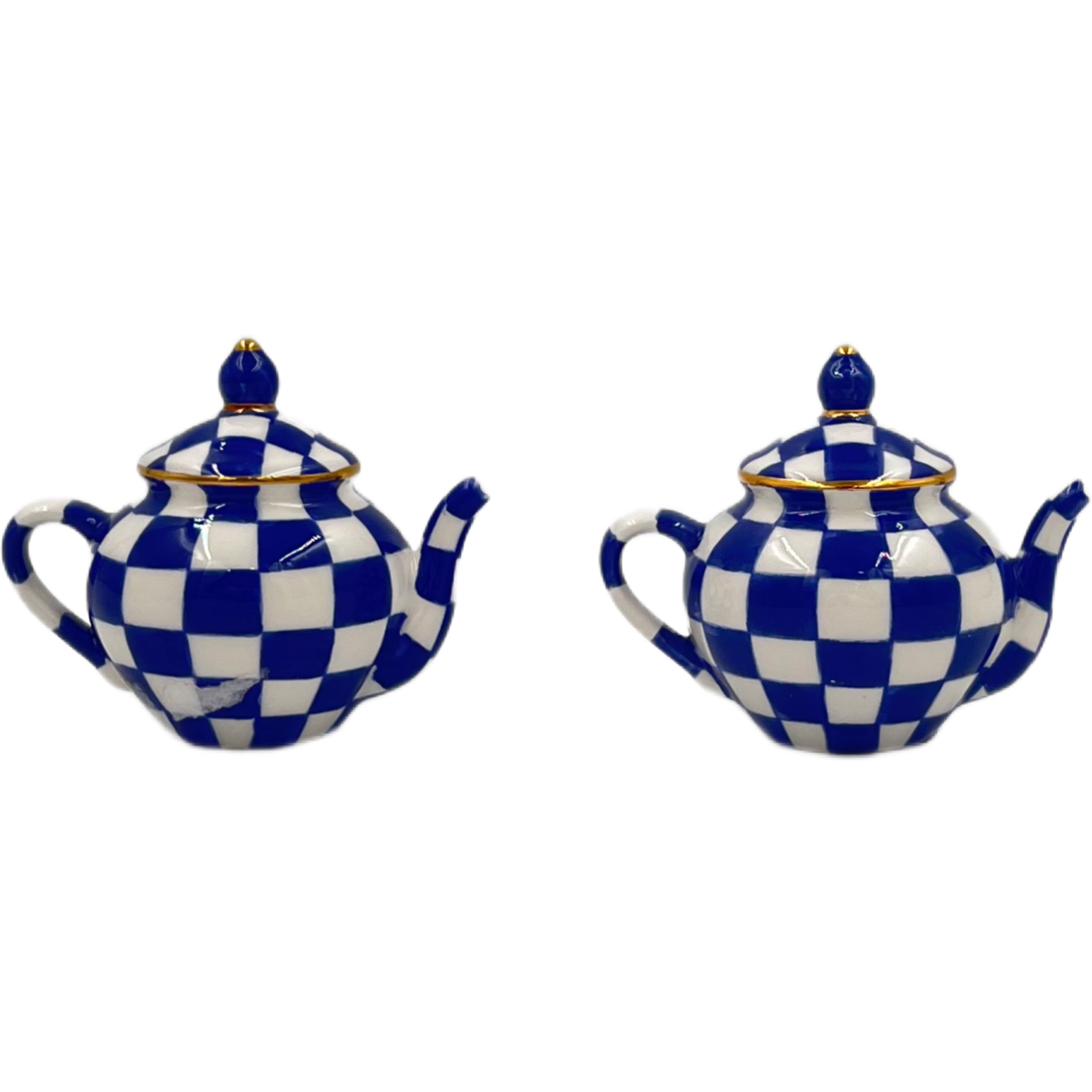 Mackenzie-Childs top Royal Check Enamel Teapot - 4 Cup