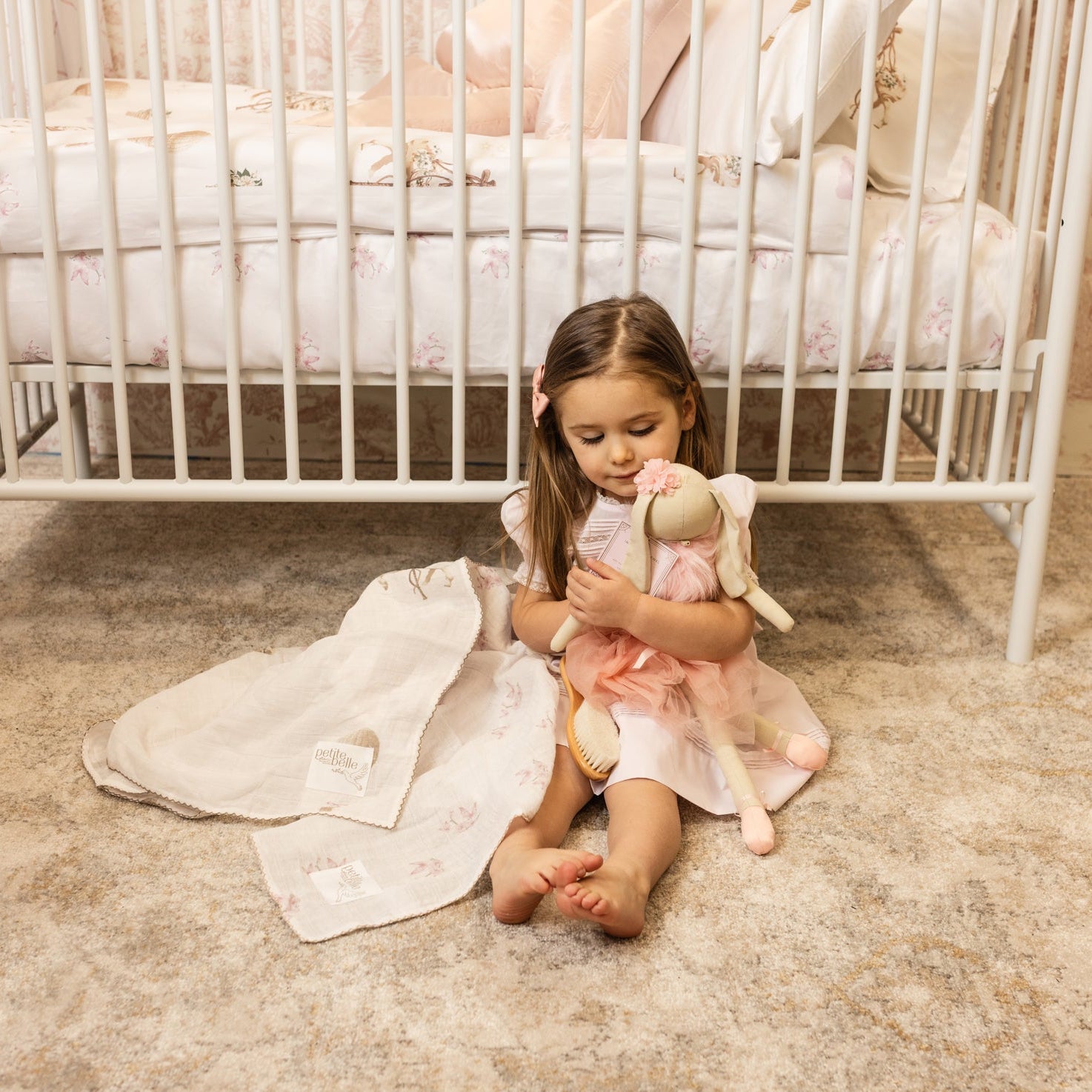 Petite Belle Mauve Carousel Swaddle & Burp Cloth Set