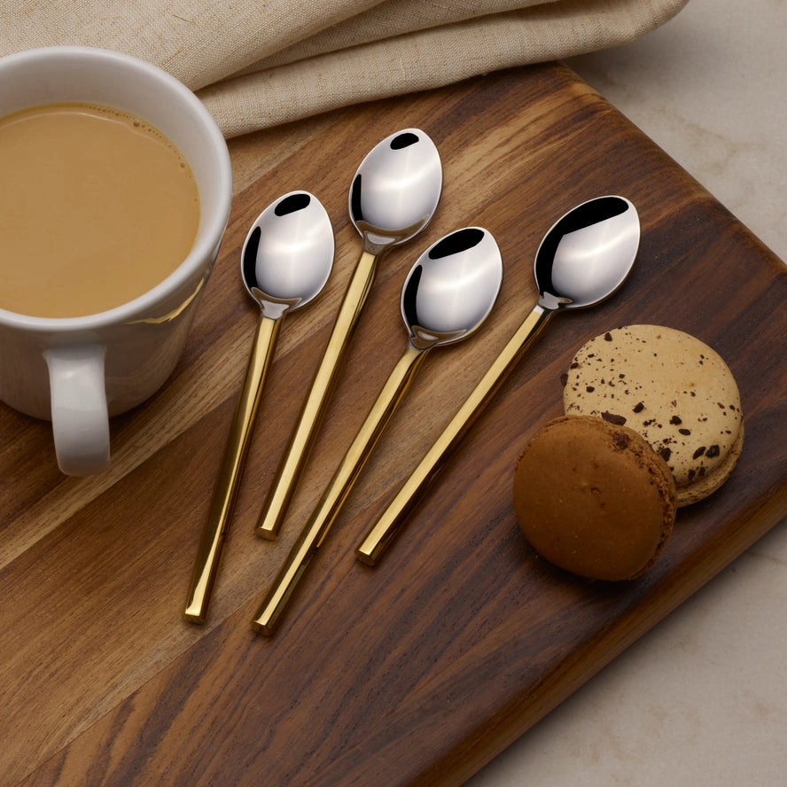 Slice Set of 4 Dessert Spoons Gold/Silver