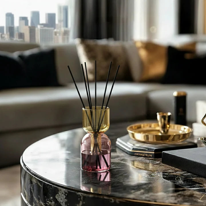 Pink/Amber Colored Reed Diffuser