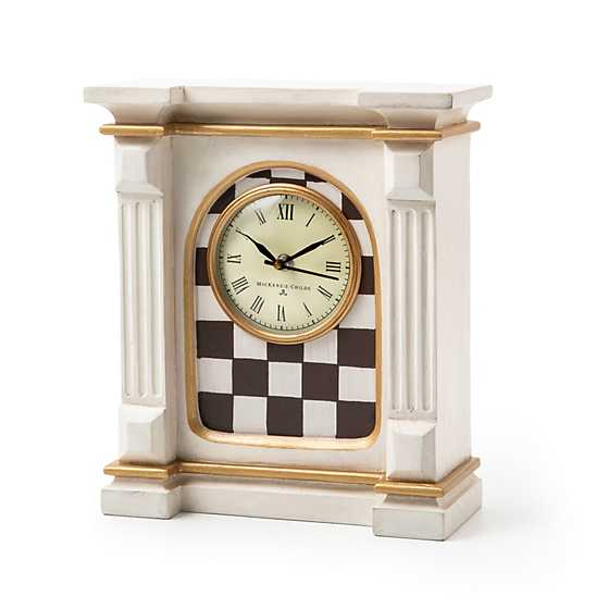 MacKenzie-Childs Courtly Check Mantel Clock - Off White