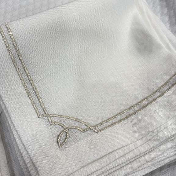 Adorn Your Table Gold Embroidered Napkin & Pouch Set