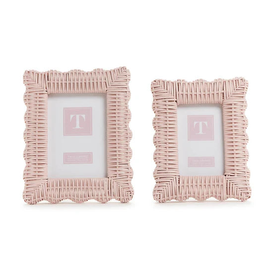 Pink Wicker Photo Frame