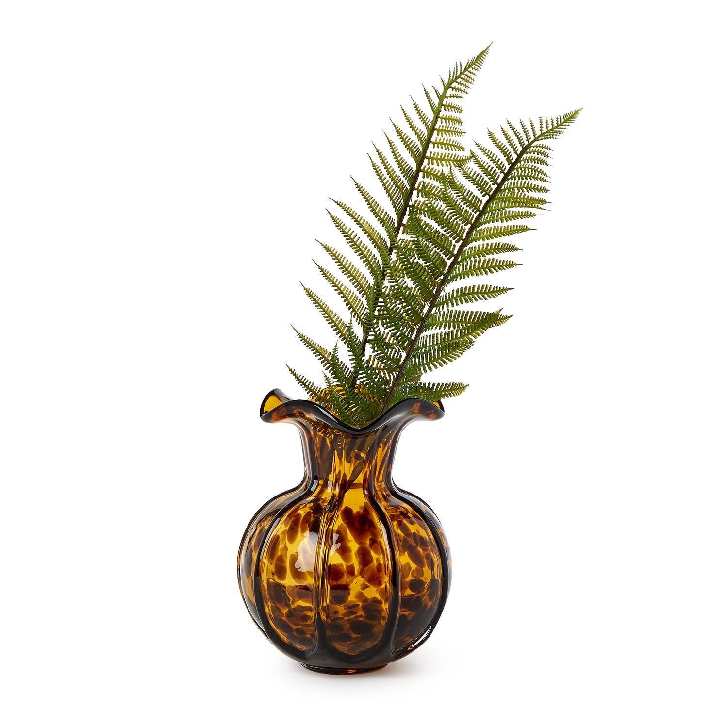 Ruffled Tortoise Print Vase