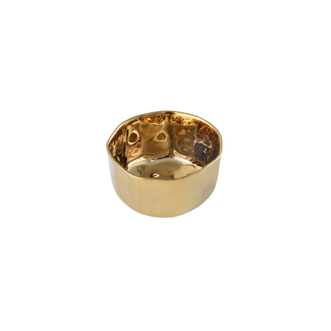Moonlight Gold Porcelain Round Snack Bowl