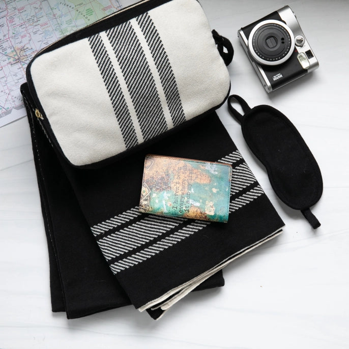 Black/Natural Stripes 3-Piece Travel Set
