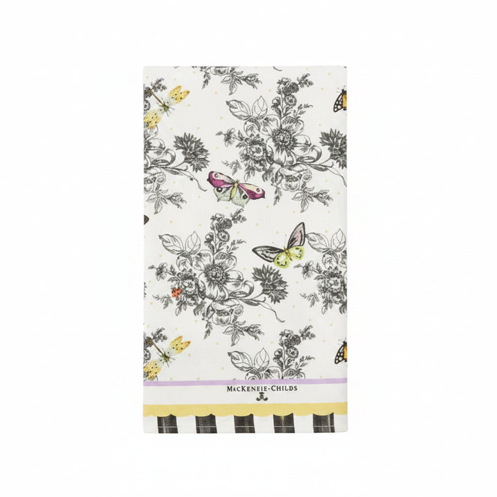 MacKenzie-Childs Butterfly Toile dish towel