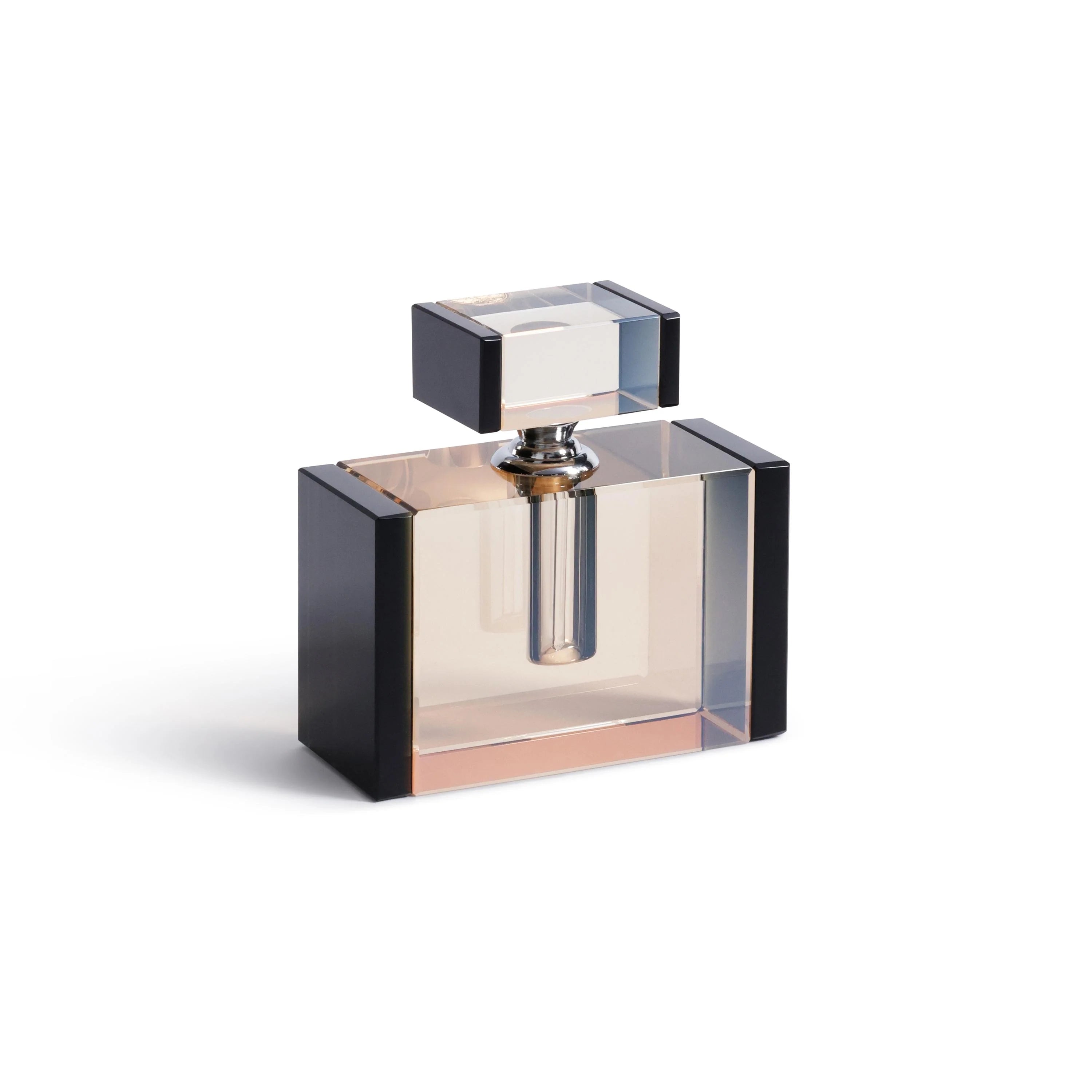 Zodax Decorative Crystal Tonal Black & Amber Glass Perfume Bottle