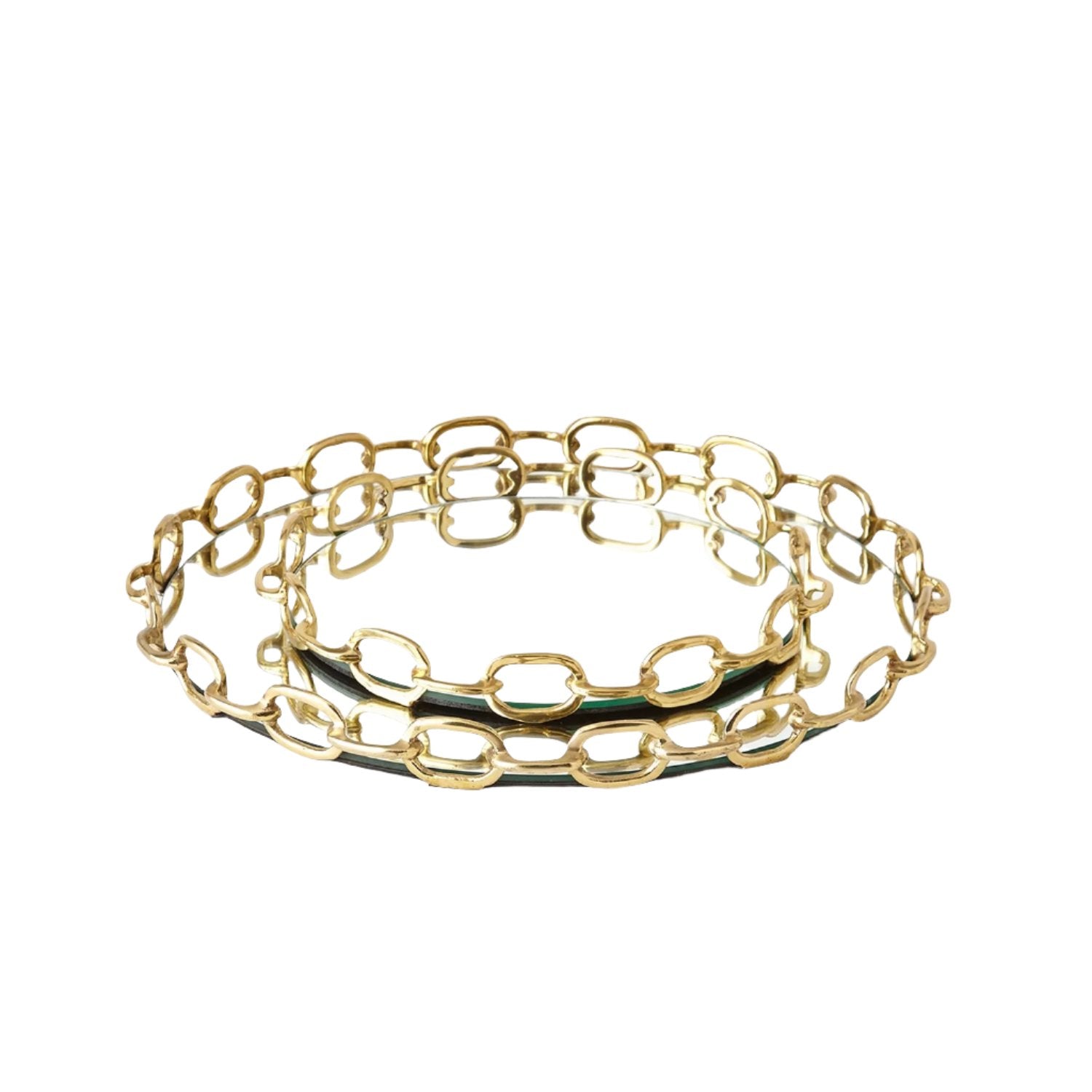 Global Views Brass Linked Mirror Tray