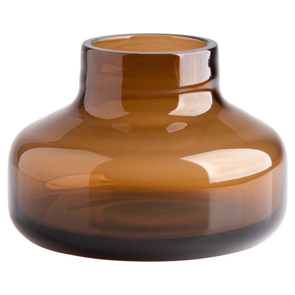 Beau Mini Bottle Wide Glass Vase - Brown