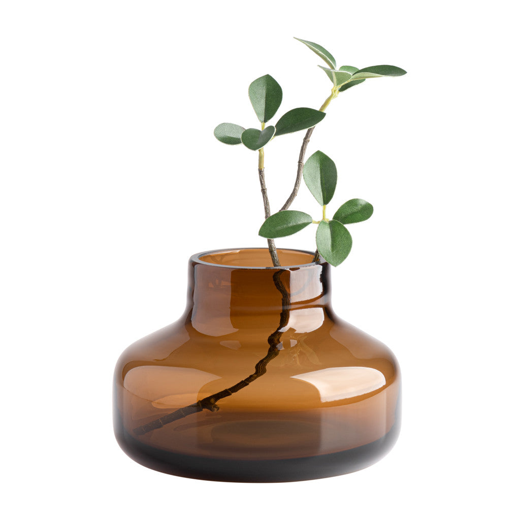 Beau Mini Bottle Wide Glass Vase - Brown