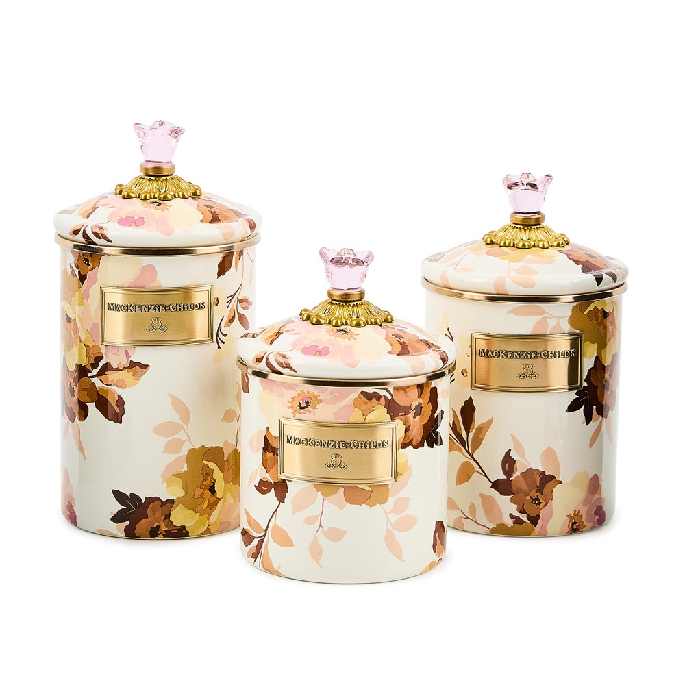 MacKenzie-Childs White Wild Rose Canister