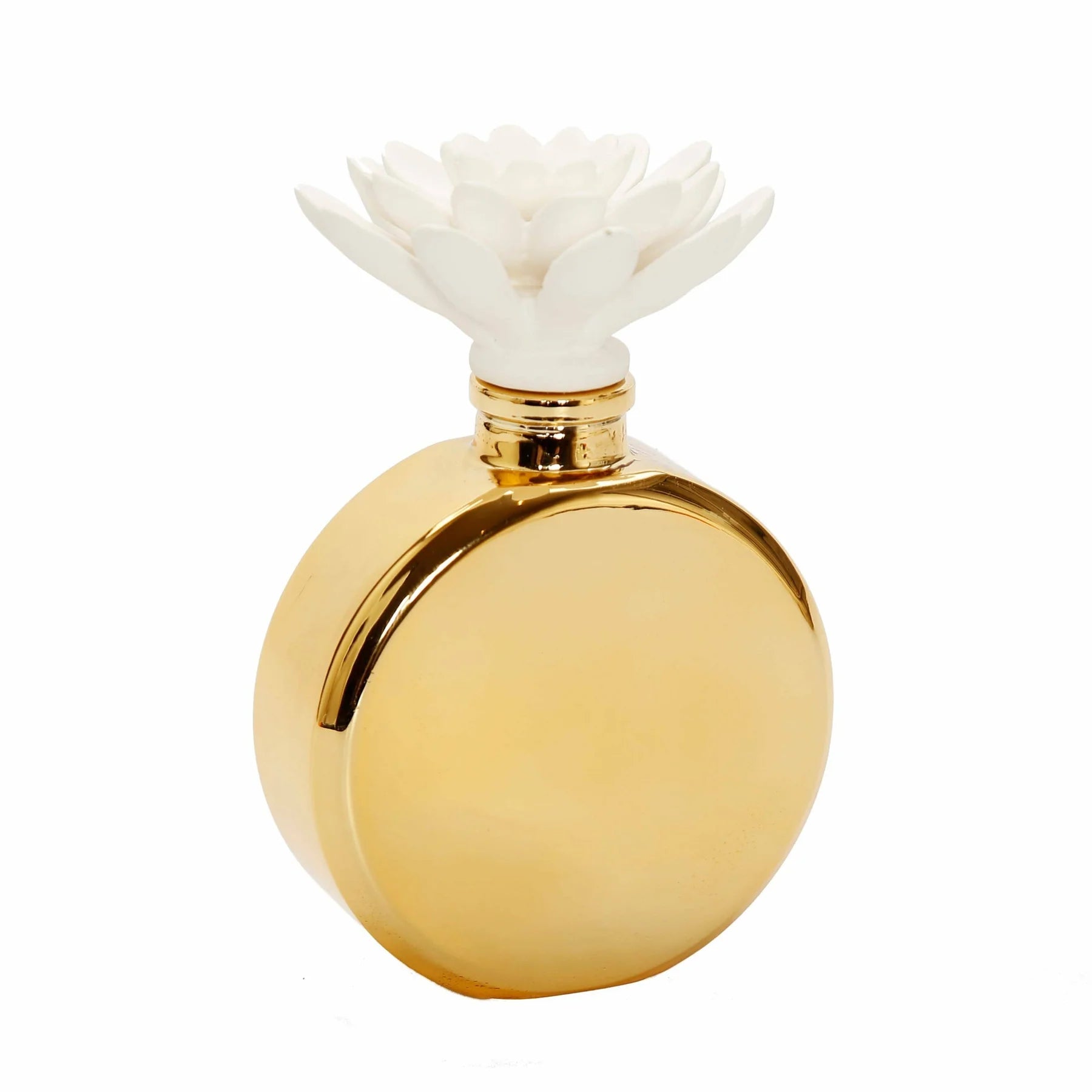 Gold Bottle Diffuser With White Flower