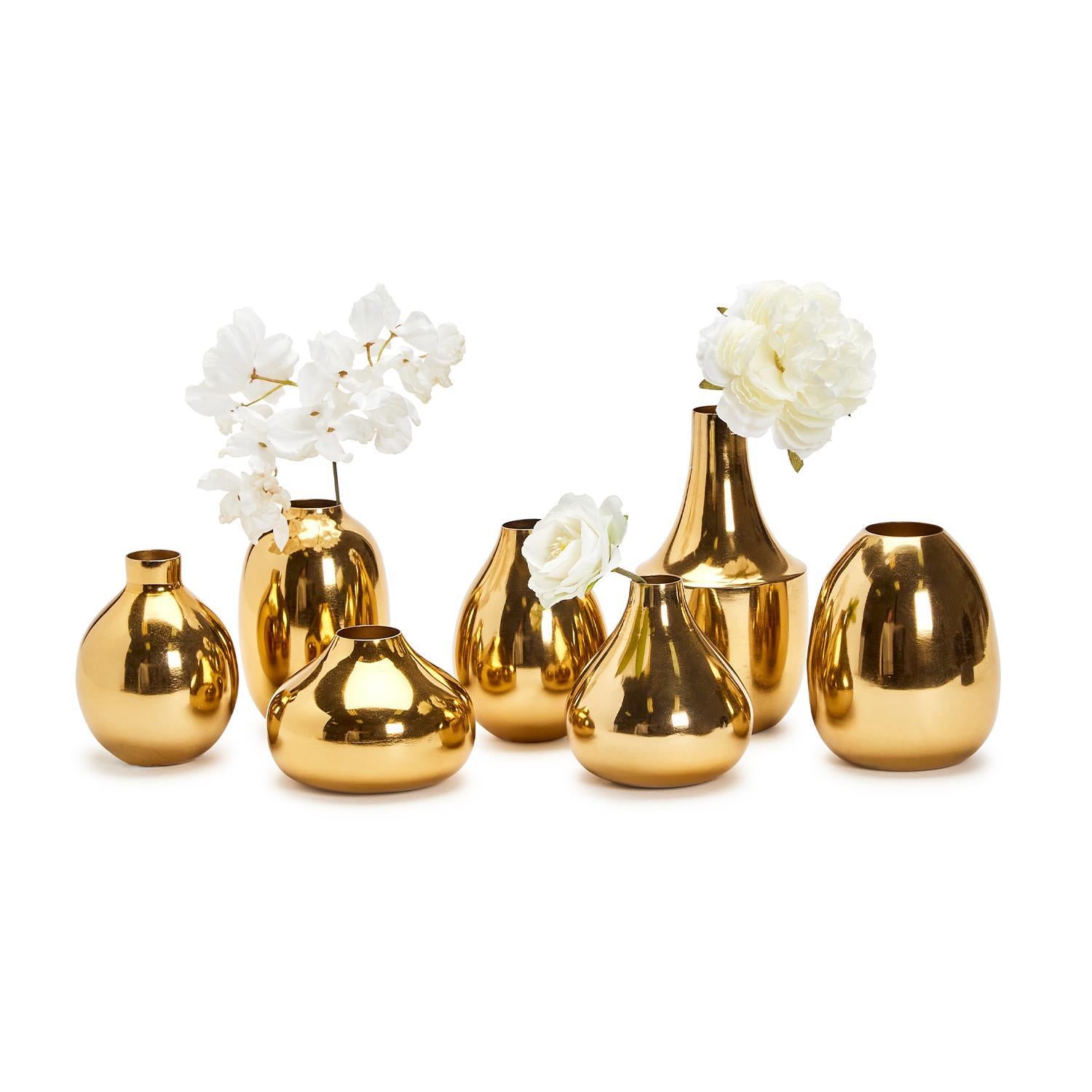 Gold-Plated Nickel Bud Vase Set