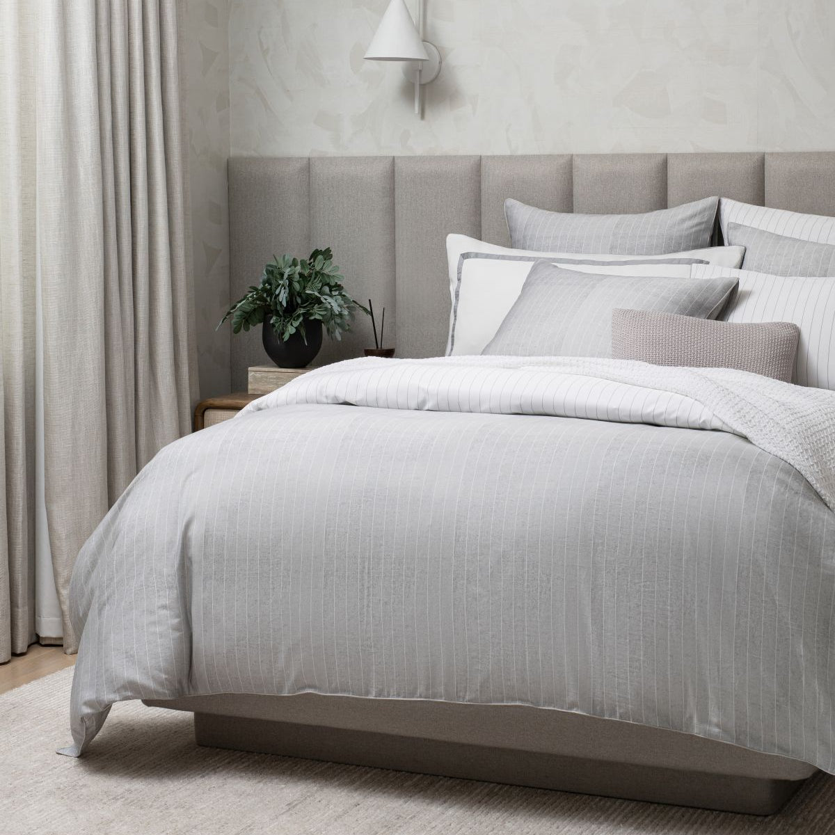 Aura Home Wesley Duvet Set- Grey