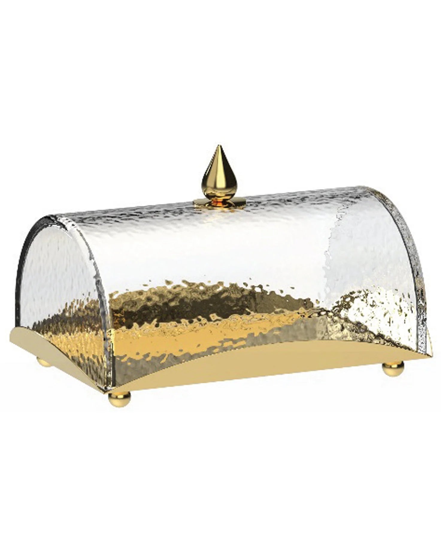 Rectangular Gold Cake Dome with Knob