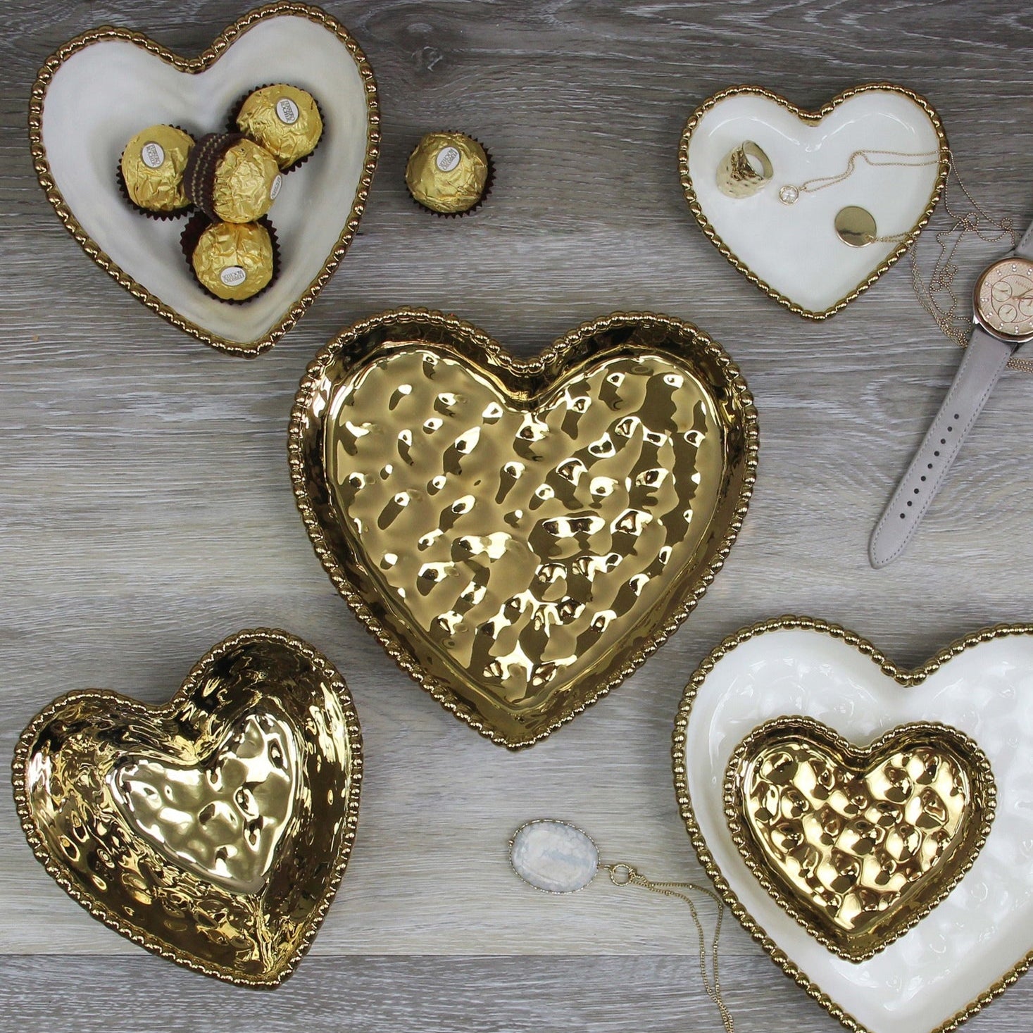 Gold Rimmed Mini Heart Dish