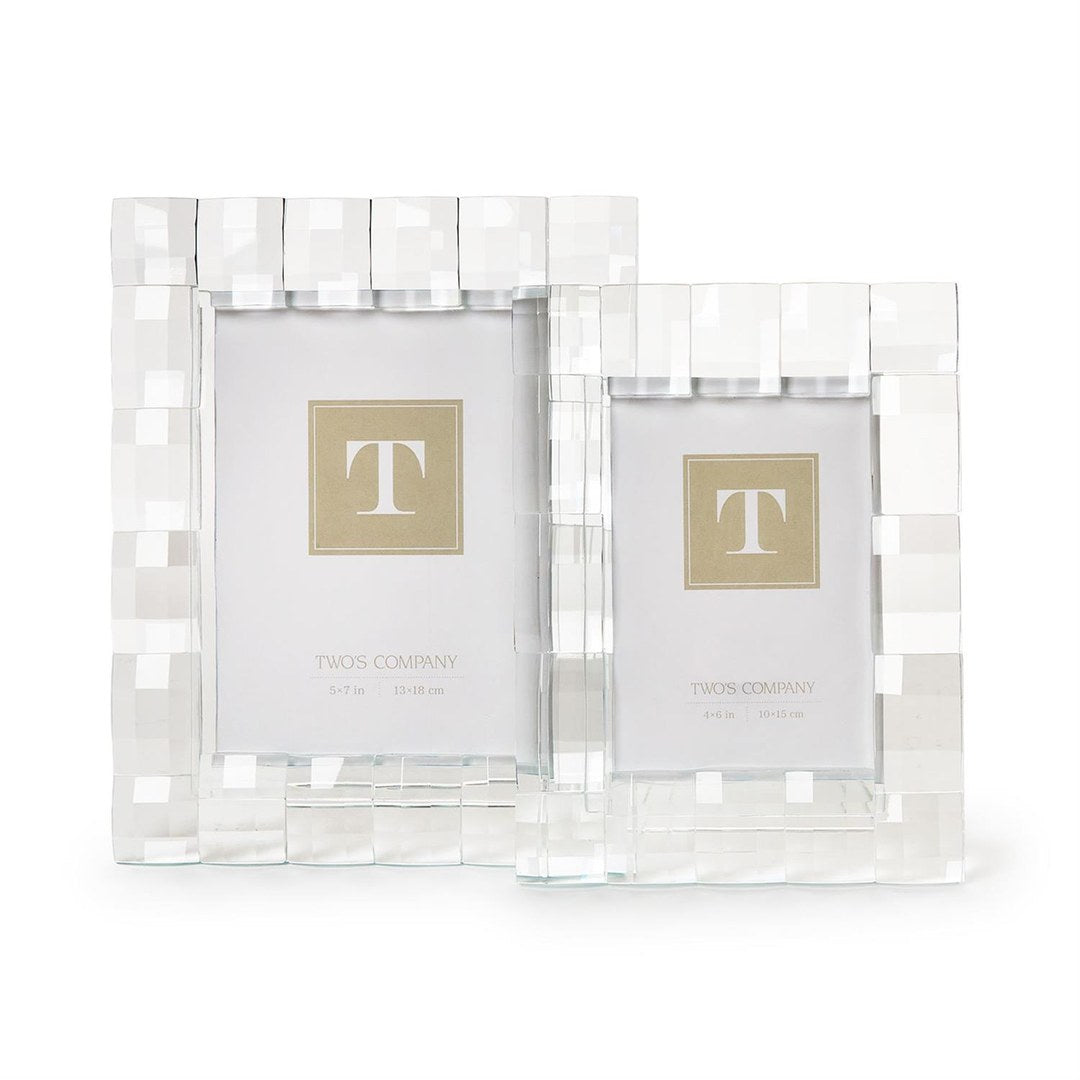 S/2 Faceted Crystal Glass Photo Frame — 4 x 6