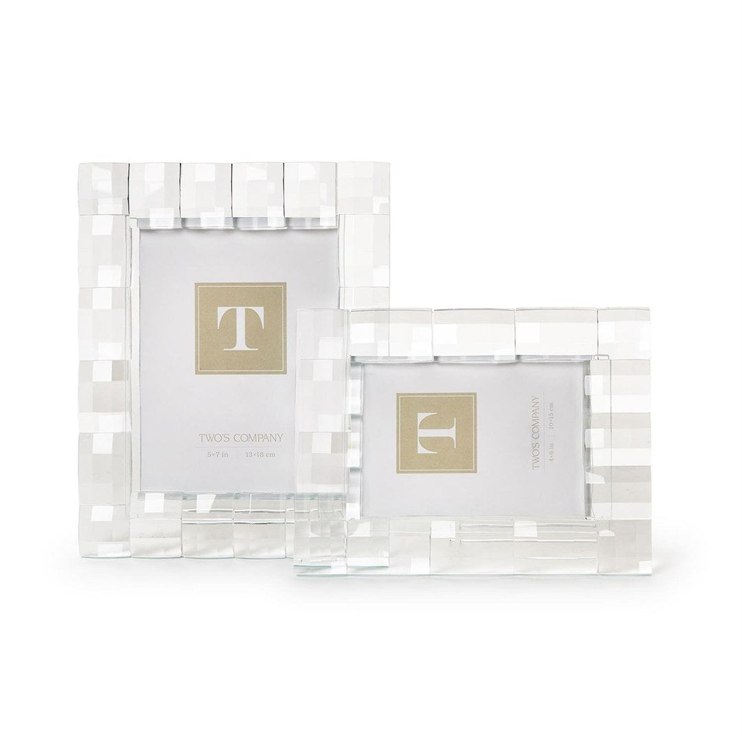 S/2 Faceted Crystal Glass Photo Frame — 4 x 6