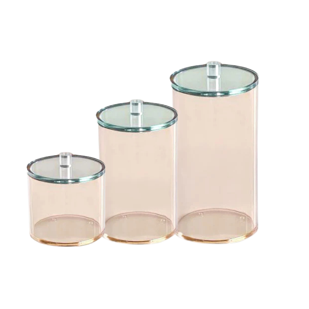 Amber Lucite Cookie Jars with Teal Lid