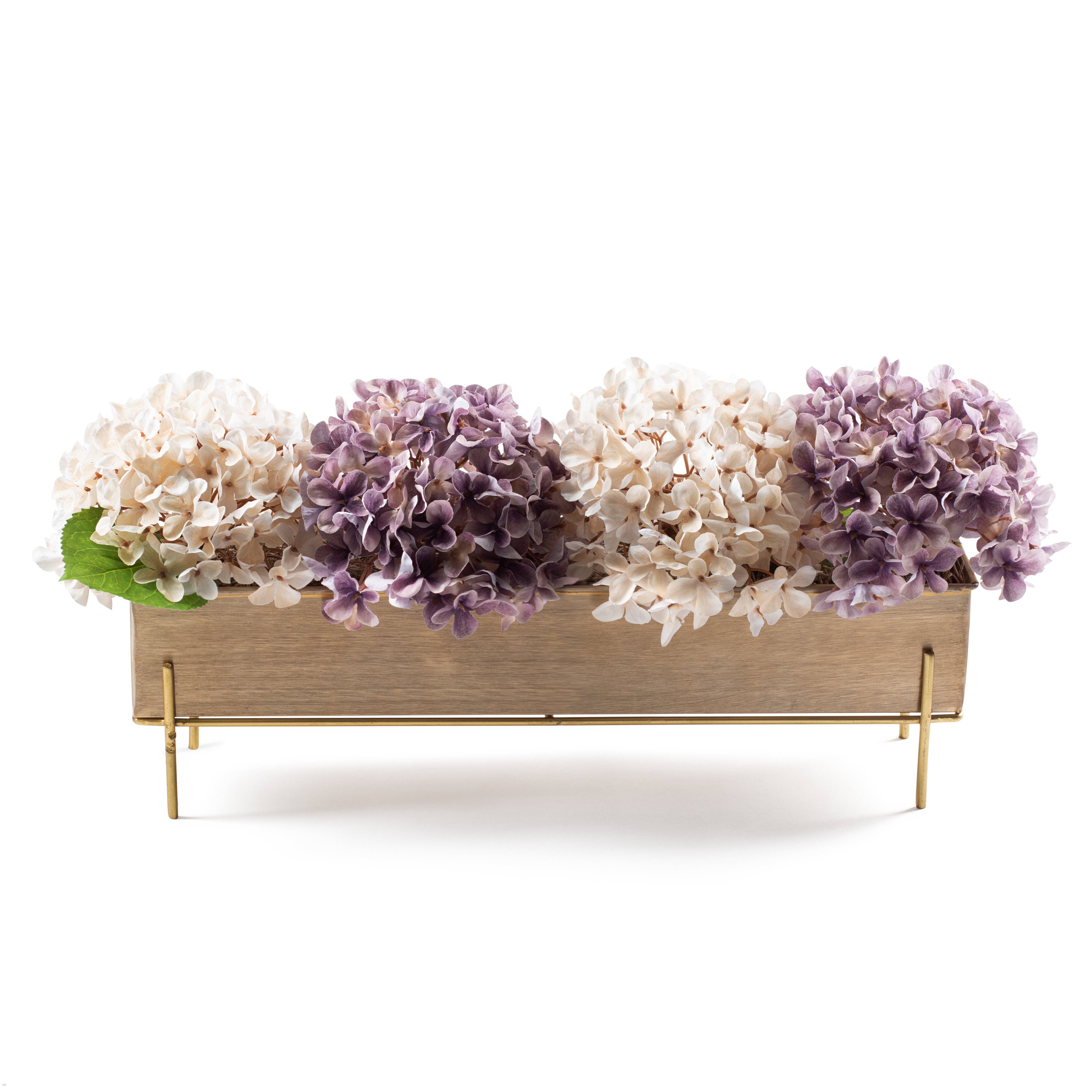 Flaura faux cream and lavender hydrangeas in gold