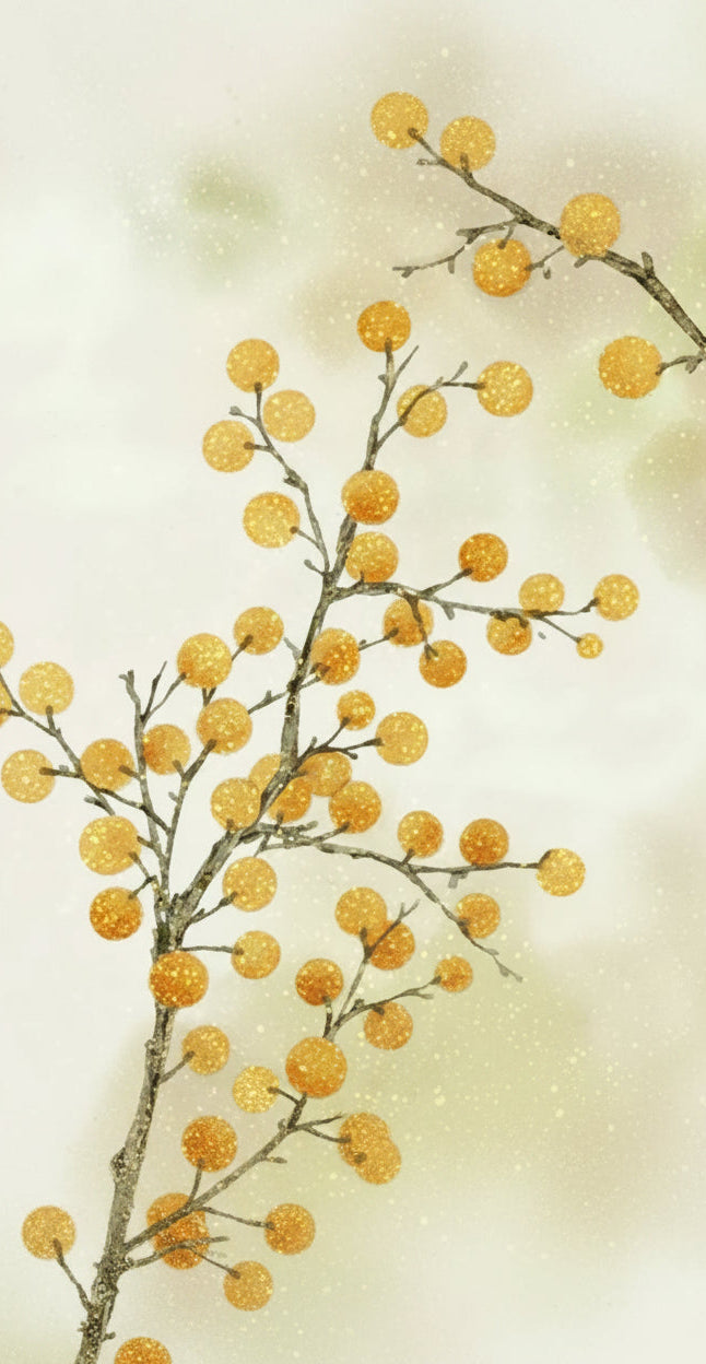 Gold Berry Branches Printed Guest Towel