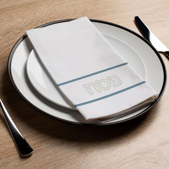 Dusty Blue Pesach Floral Printed Guest Towel