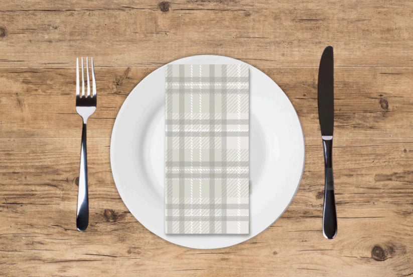 Beige Plaid - Printed Guest Towel
