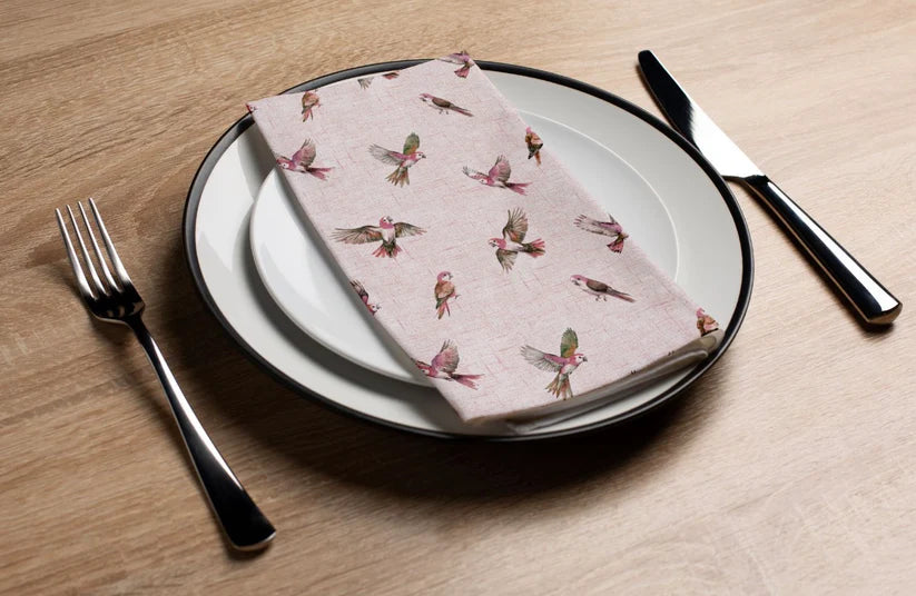 Linen Parrots - Printed Guest Towel