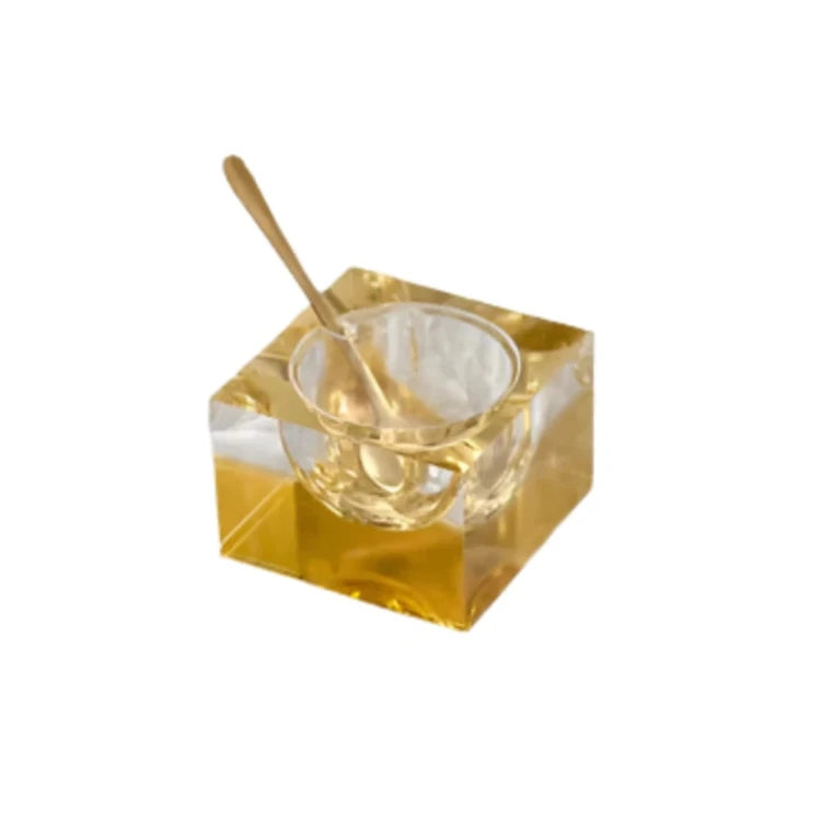 Square Honey Dish with Gold Mirror Design