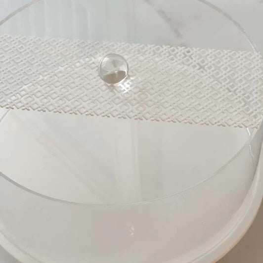 Round Lucite White Laser Cut Cake Dome
