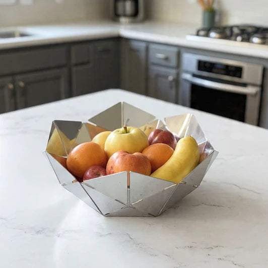 Sleek Geometric Stainless Steel Bowl