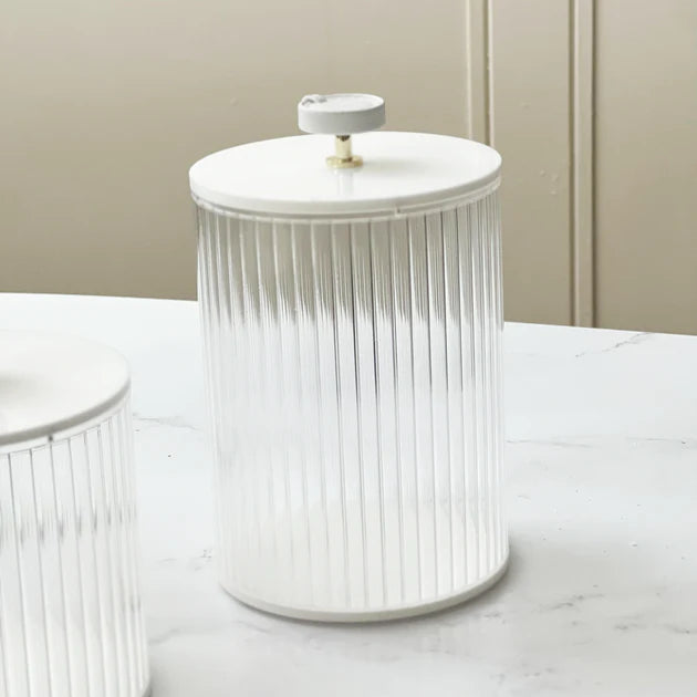 Corrugated Lucite Cookie Jar with Leatherette Handle