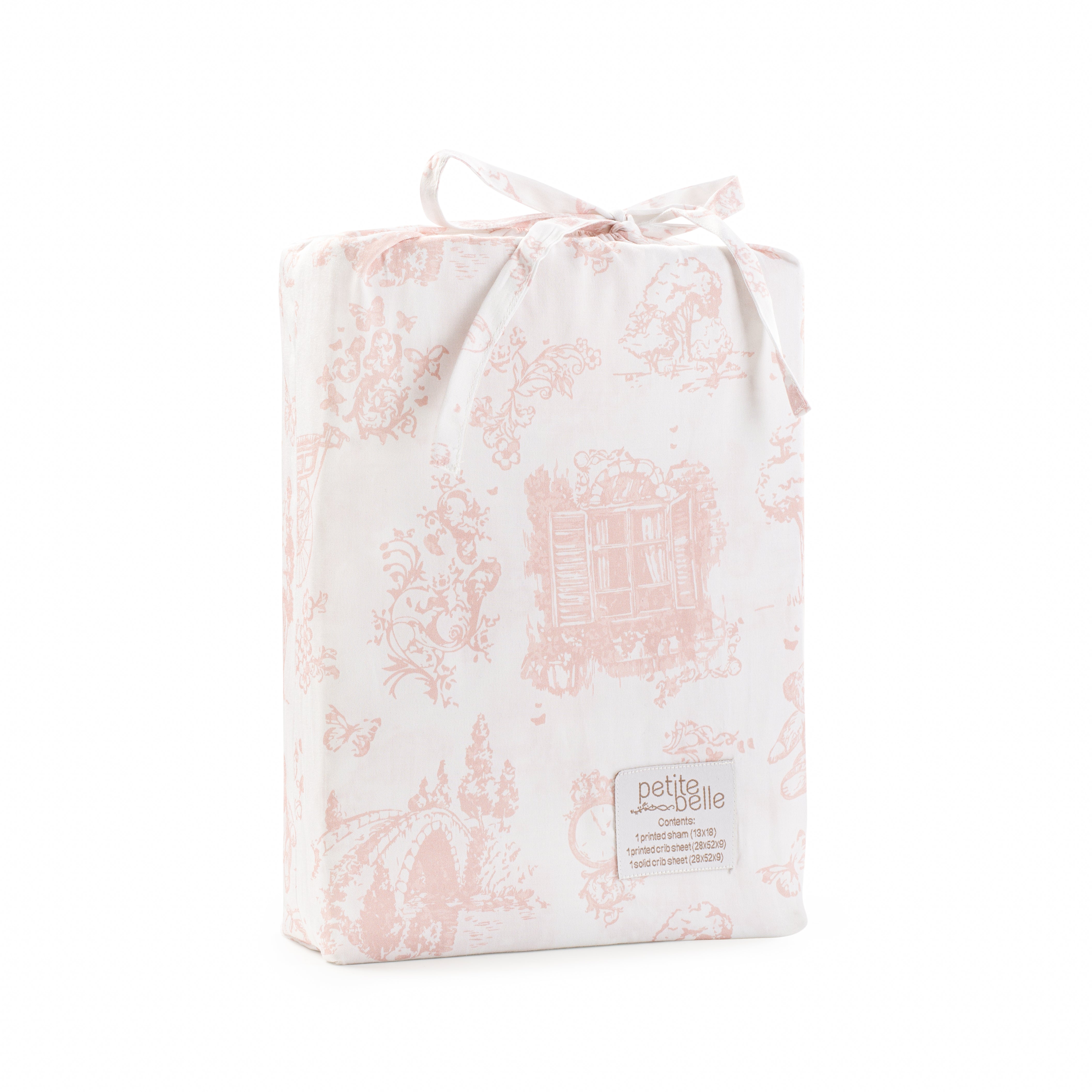 Petite Belle Toile Safra Standard Crib Sheet Set- Rose Pink