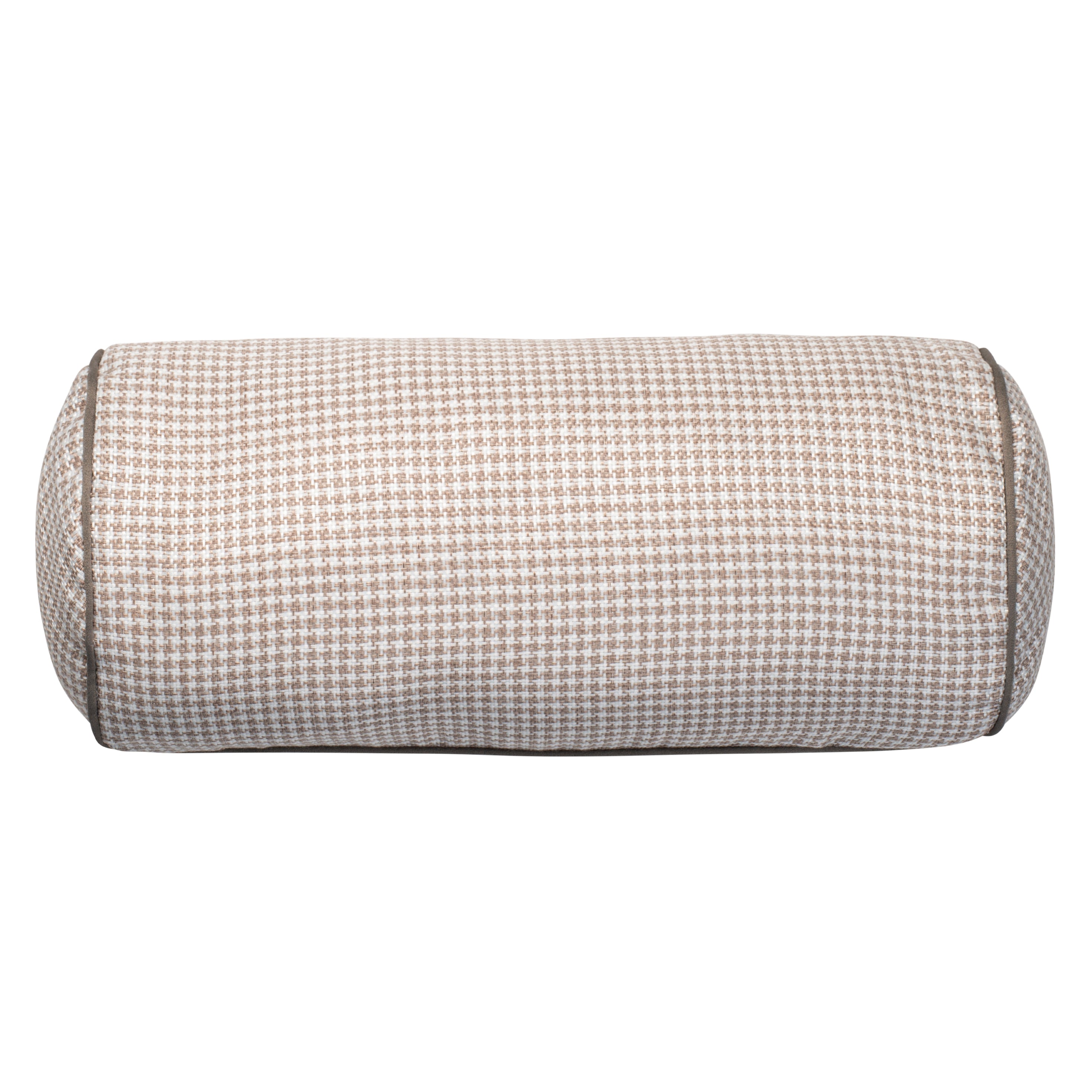 Aura Home Light Taupe Gingham Throw Pillow with Velveteen Pipping