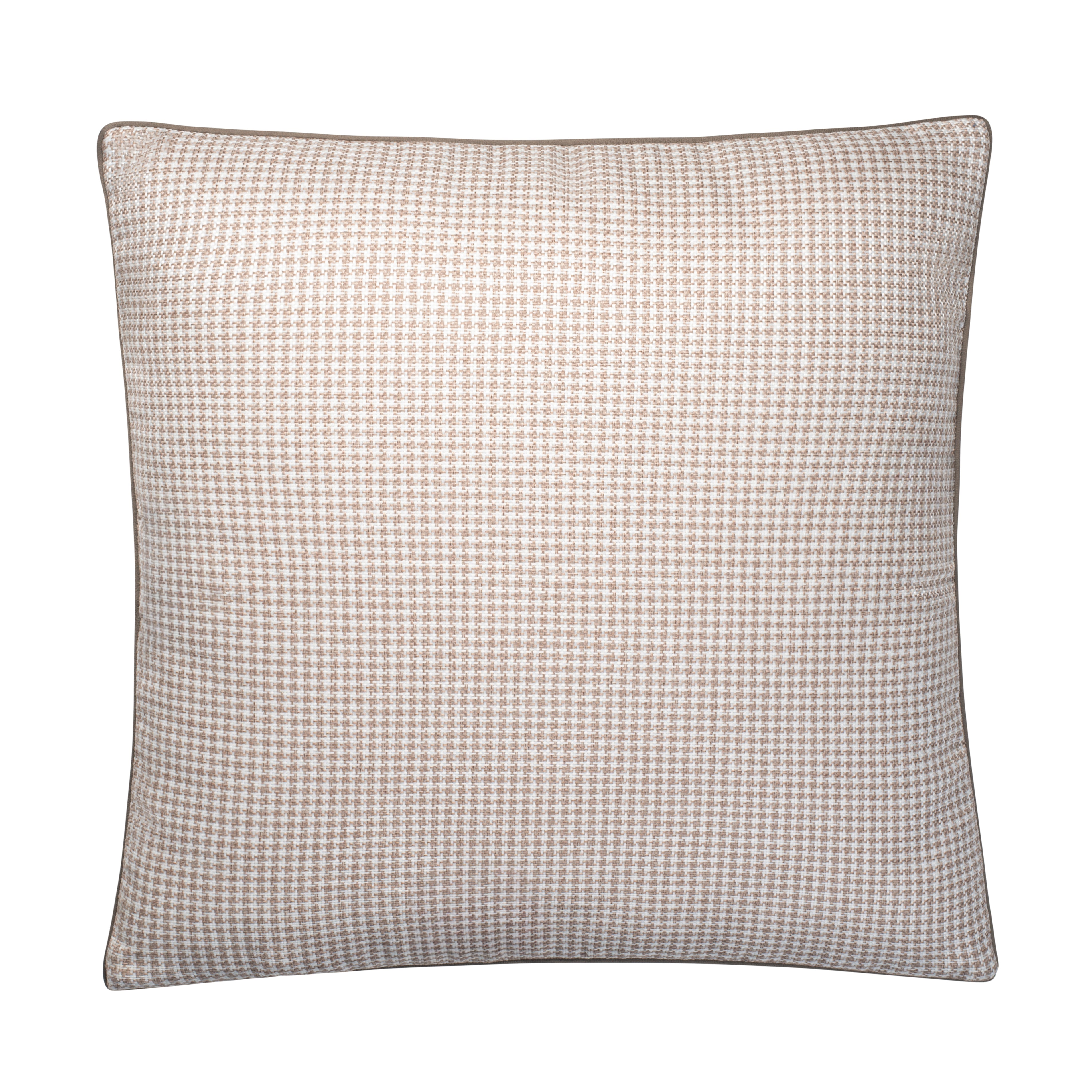Aura Home Light Taupe Gingham Throw Pillow with Velveteen Pipping