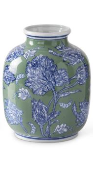 Blue Green & White Ceramic Vase & Jar