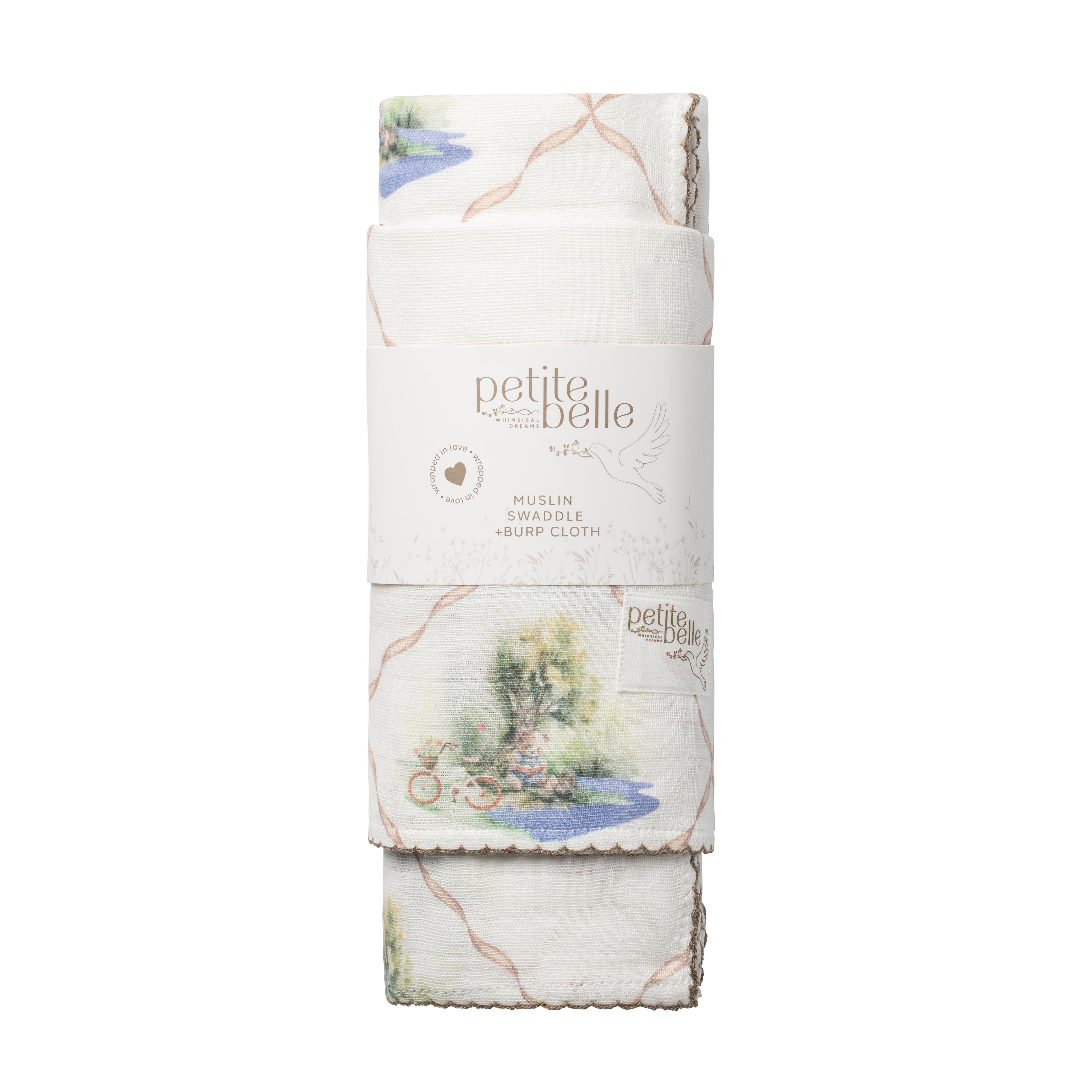 Petite Belle Teddy's Tale Swaddle & Burp Cloth Set