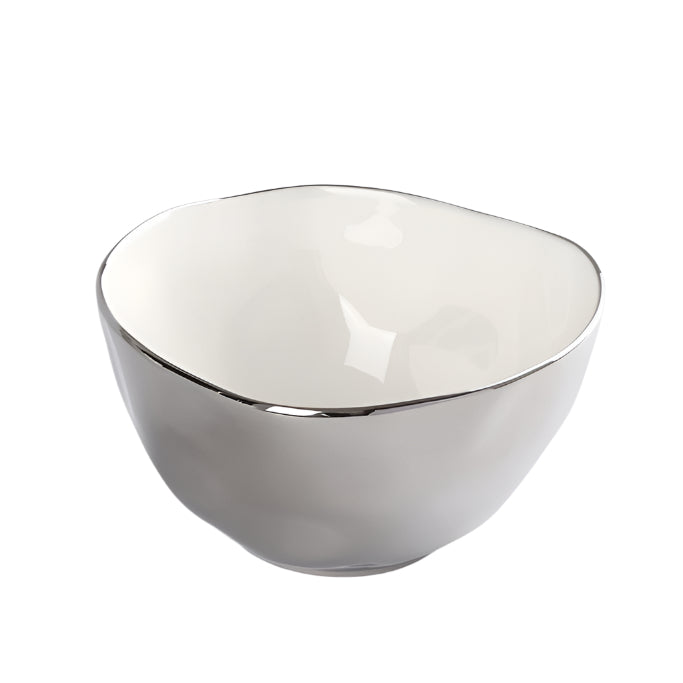 Silver Porcelain Large Bowl