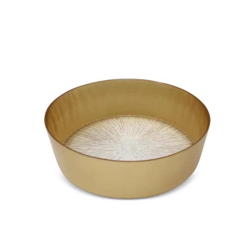 Crystal Glass Salad Bowl with Gold Wall