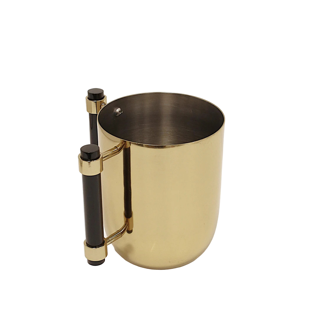 Metal Wash Cup with Black Handles