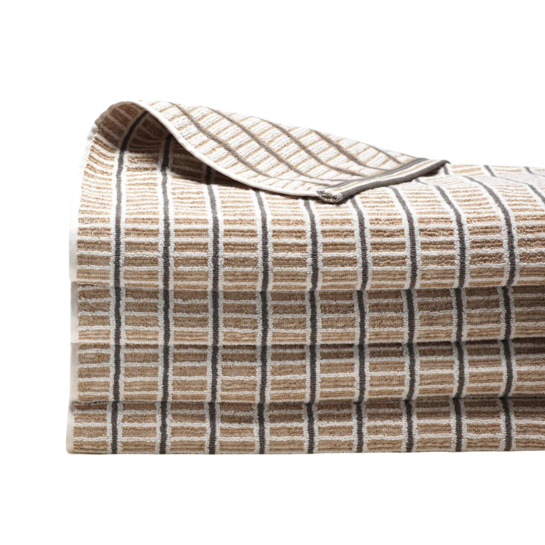 Oxford Hand Towel Beige/Gray Striped