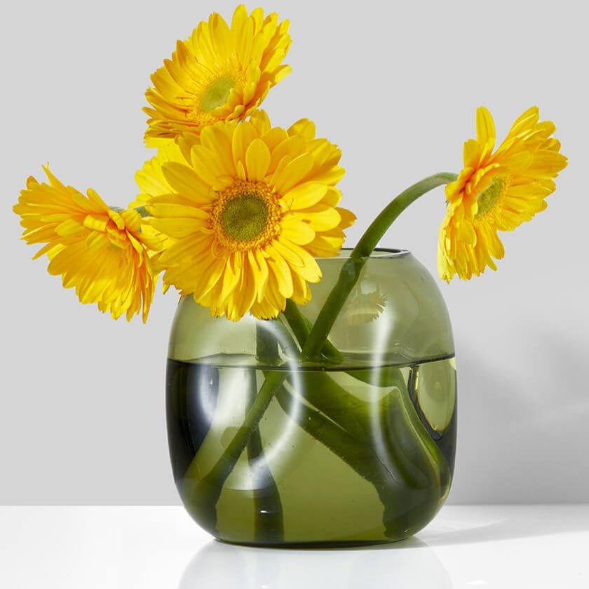 Dimpled Green Glass Vase