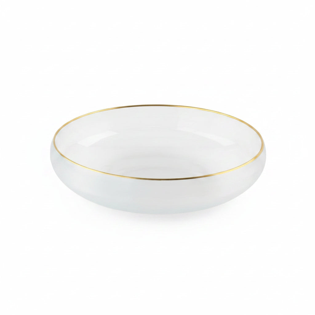 Curved Glass Bowl with Gold Rim