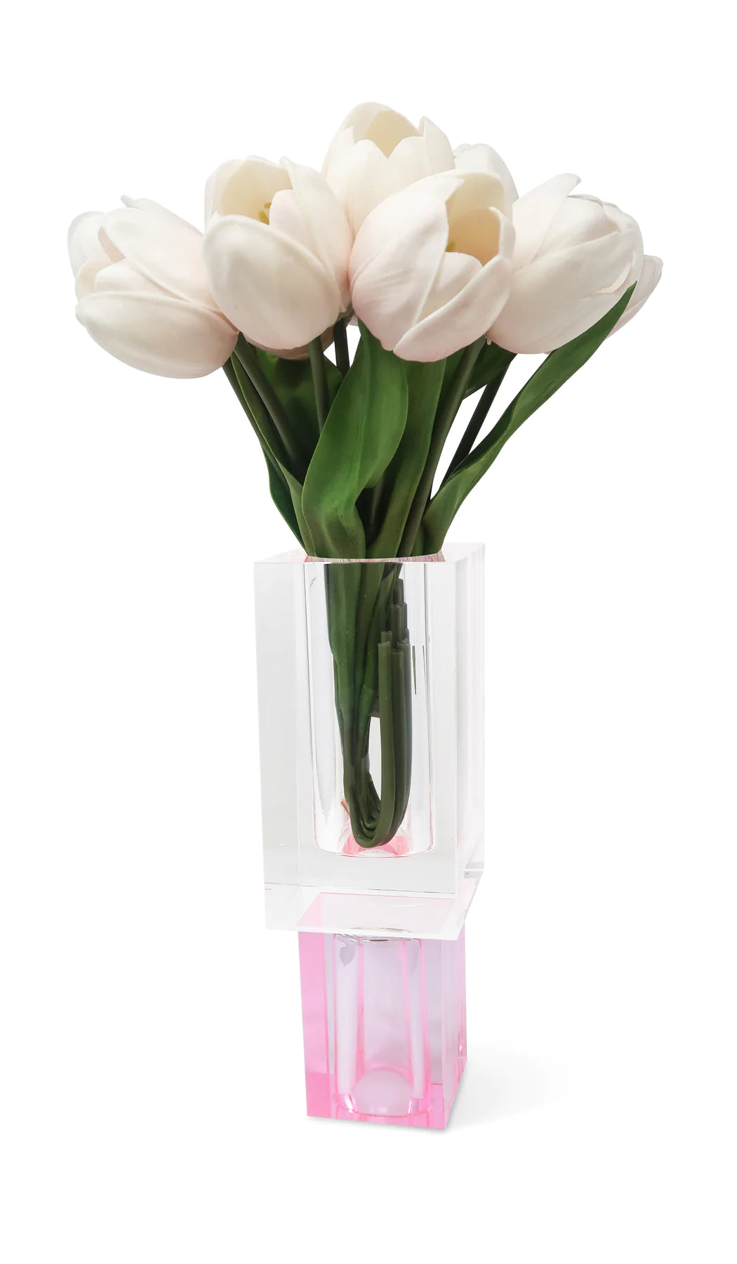 Crystal Square Vase With Colored Base